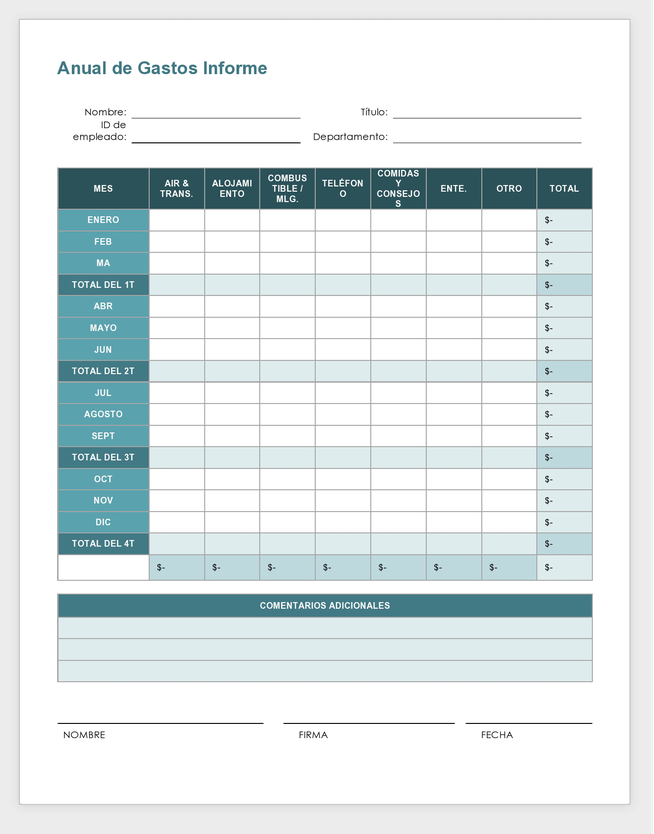 Plantillas Gratuitas De Informes De Gastos Smartsheet